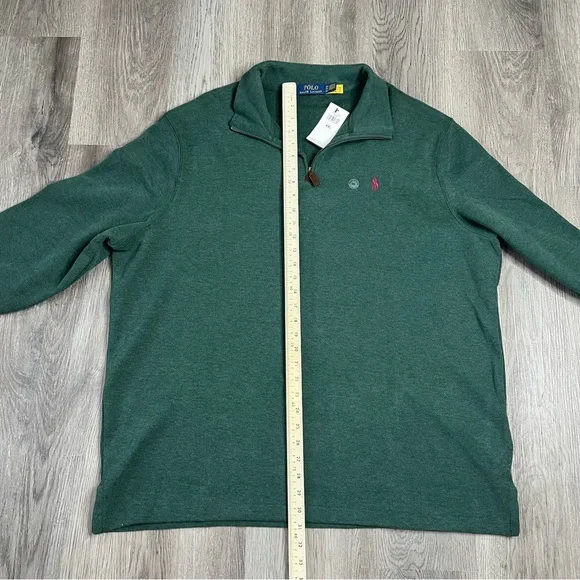 New Polo Ralph Lauren Sweater Mens XXL Green Estate Rib 1/4 Zip Pullover Pony